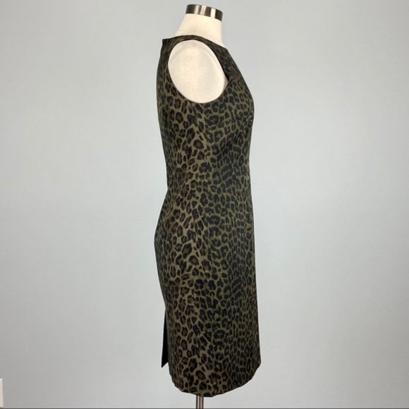 Ann Taylor Womens Sleeveless Sheath Dress Green Leopard Animal Print size 2 - Picture 6 of 11